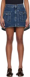 Jw Anderson Blue Curved Patch Pocket Denim Miniskirt In 172 Mid Blue
