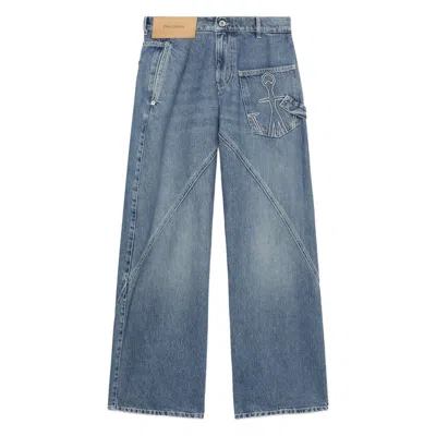 JW ANDERSON JW ANDERSON BLUE DENIM - STRAIGHT-LEG JEANS WOMEN