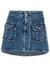 Jw Anderson Blue Curved Patch Pocket Denim Miniskirt In Blue