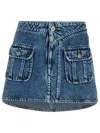 Jw Anderson Blue Curved Patch Pocket Denim Miniskirt In Blue
