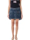 Jw Anderson Blue Curved Patch Pocket Denim Miniskirt In Mid Blue
