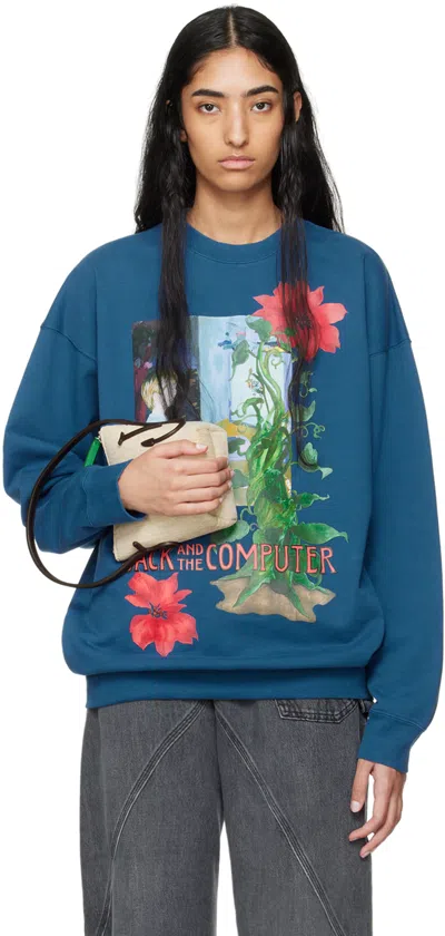 JW ANDERSON BLUE GRAPHIC PRINT SWEATSHIRT