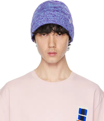 Jw Anderson Blue Knitted Beanie In 825
