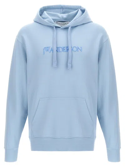 JW ANDERSON BLUE LOGO EMBROIDERY HOODIE