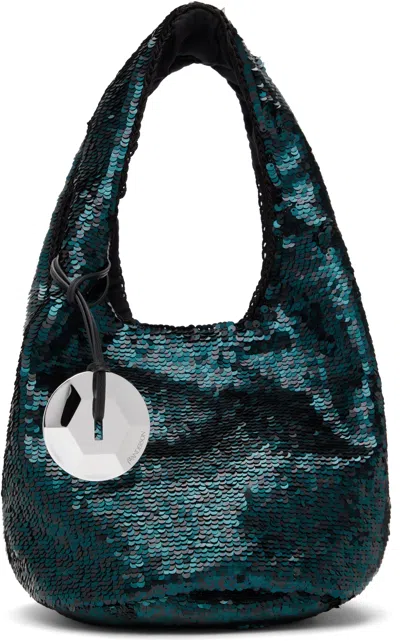 Jw Anderson Blue Mini Sequin Shopper Bag In 086 Dark Teal