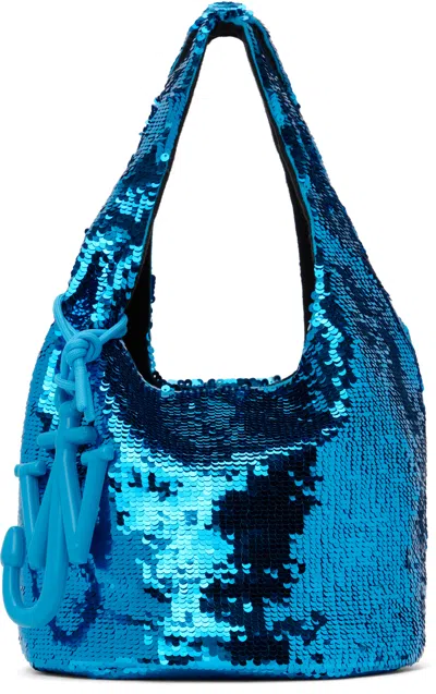 JW ANDERSON BLUE MINI SEQUIN SHOPPER BAG