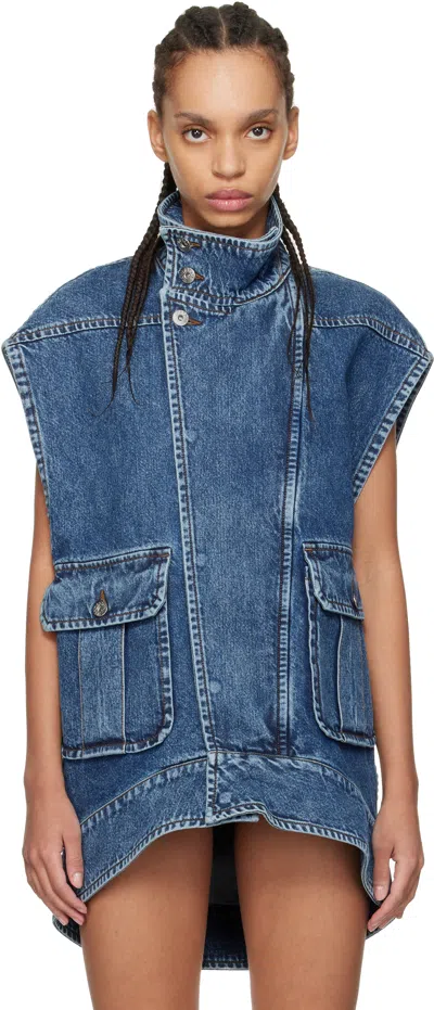 Jw Anderson High-neck Denim Gilet In Blue