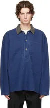 Jw Anderson Long Sleeve Polo Shirt With Patch Pocket In Blue