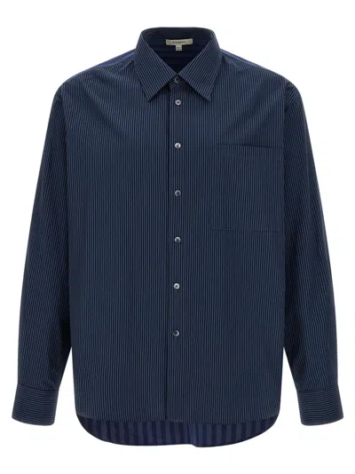 JW ANDERSON BLUE PATCHWORD STRIPED SHIRT