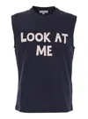 Jw Anderson Blue Sleeveless Top With Maxi Print On The Front And Logo Detail On The Rear In Cotton Man In Black