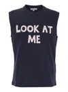 Jw Anderson Blue Sleeveless Top With Maxi Print On The Front And Logo Detail On The Rear In Blue