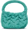 Jw Anderson Small Cable Knit Bag - Leather Drawcord Top Handle Bag In 825 Aqua