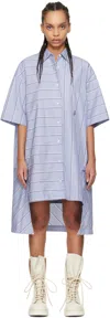 Jw Anderson J. W. Anderson Patchwork Cotton Shirt Dress With Asymmetric Hem In 803 Glacier Blue