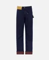 Jw Anderson Workwear Cotton Pants With Blue Twisted Leg In Blue
