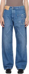 Jw Anderson Blue Twisted Workwear Jeans In Blue