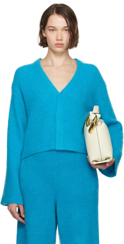 Jw Anderson Blue V-neck Cardigan In 825 Aqua