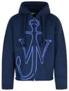 Jw Anderson J. W. Anderson Zip-up Hooded Sweater With Contrasting Logo In Blue