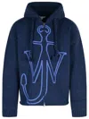 Jw Anderson J. W. Anderson Zip-up Hooded Sweater With Contrasting Logo In Blue