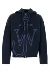 Jw Anderson J. W. Anderson Zip-up Hooded Sweater With Contrasting Logo In Blue