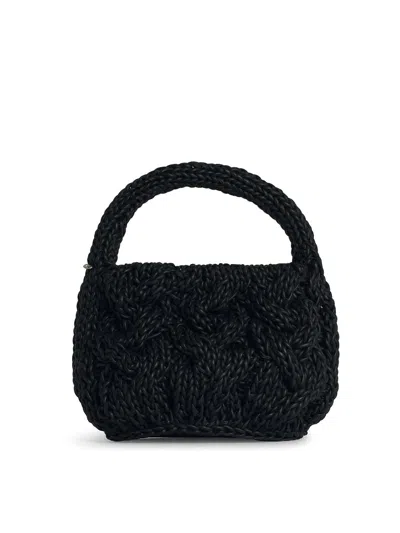 JW ANDERSON KNIT BLACK LEATHER BAG