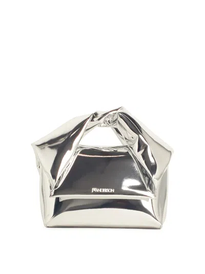 JW ANDERSON TWISTER SILVER POLYURETHANE CROSSBODY BAG