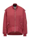 Jw Anderson Solid Bomber Jacket With Leather Logo Patch In Red
