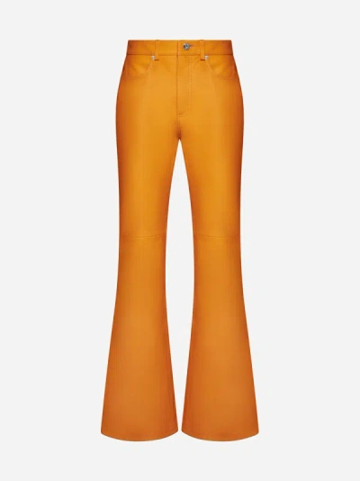 Jw Anderson Orange Leather Bootcut Leg Trousers