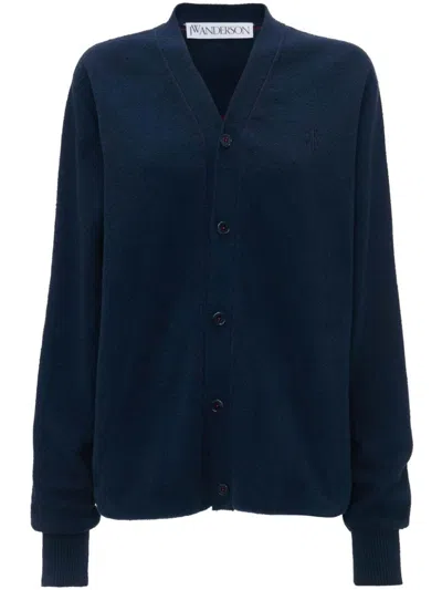 Jw Anderson Bouclé Cardigan In Blue