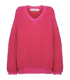 Jw Anderson Bouclé V-neck Sweater In Pink