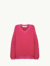 Jw Anderson Bouclé V-neck Sweater In Pink