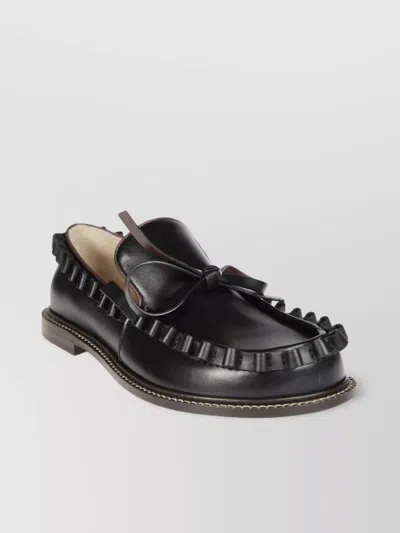 JW ANDERSON BOW DETAIL FRINGED TRIM LOAFERS