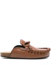 Jw Anderson Leather Slippers With Ruffle Trim And Bow In Brown