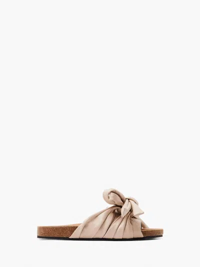 Jw Anderson Bow Flat Sandals In Neutrals