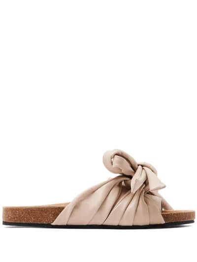 Jw Anderson Bow Flat Sandals In Neutrals