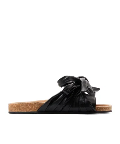Jw Anderson Bow Flat Slippers In Black