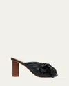 Jw Anderson Bow Leather Block-heel Mule Sandals In Black