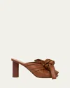Jw Anderson Bow Leather Block-heel Mule Sandals In Taupe