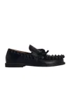 Jw Anderson Black Ruffle Leather Slip-on Loafers In Black