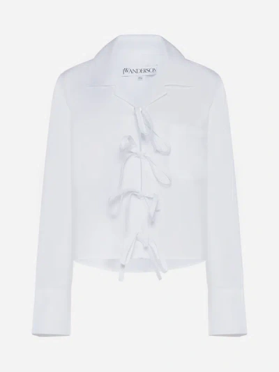 JW ANDERSON BOW-TIE COTTON CROPPED SHIRT