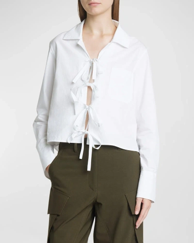 Jw Anderson Bow Tie Cropped Shirt In White