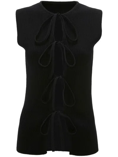Jw Anderson Bow Tie Top In Black