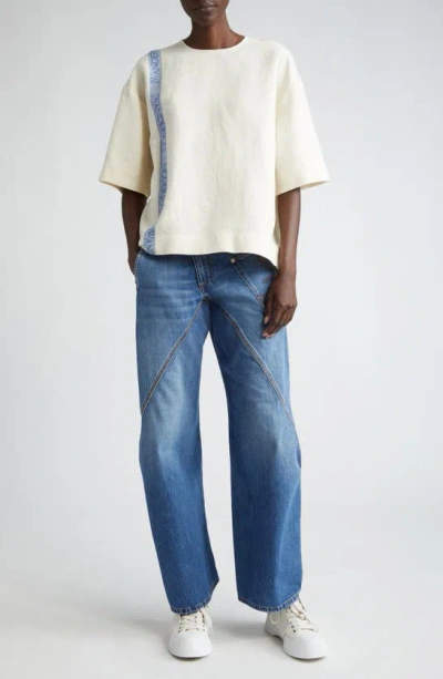 Jw Anderson Logo-print Linen-blend T-shirt In Cream