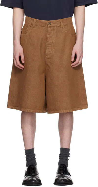 JW ANDERSON BROWN AGED DENIM SHORTS