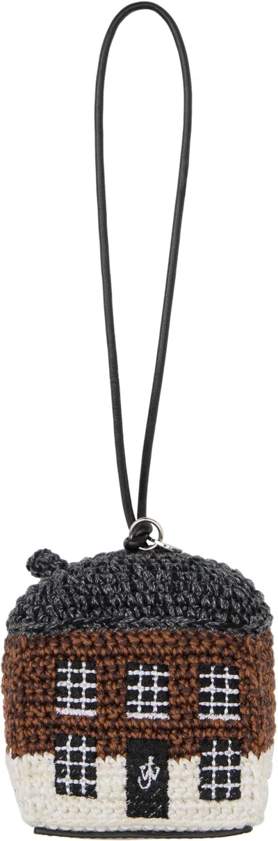 Jw Anderson Brown & Gray House Crochet Keychain In 685