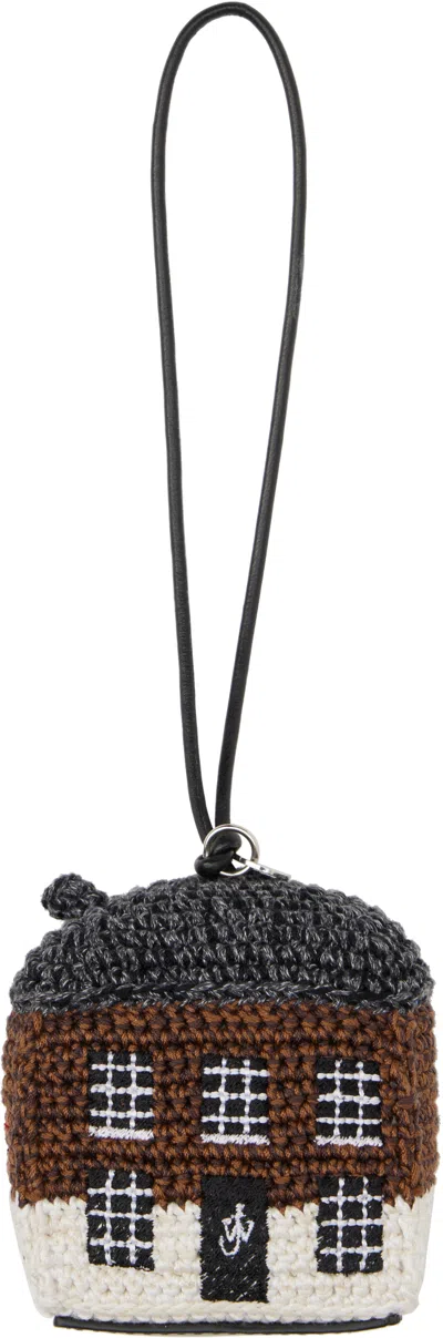 Jw Anderson Brown & Gray House Crochet Keychain In 685 Dark Brown