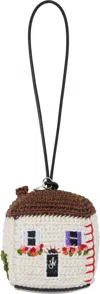 Jw Anderson Brown & Off-white House Crochet Keychain In 002