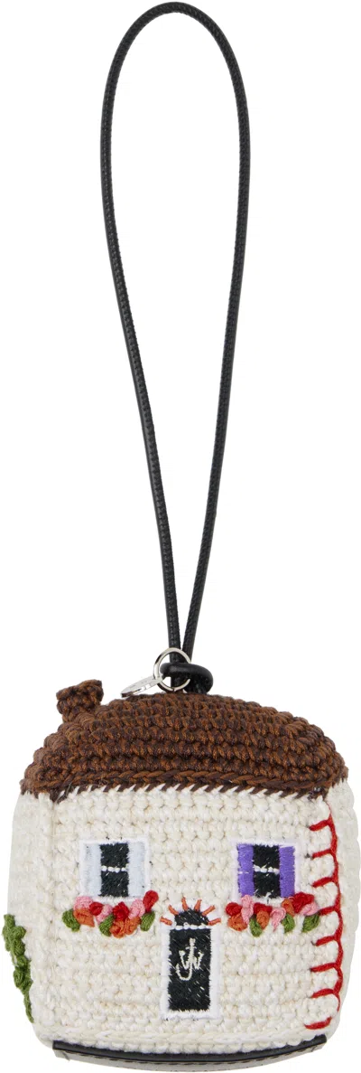 Jw Anderson Brown & Off-white House Crochet Keychain In 002 Off White