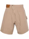 JW ANDERSON BROWN ASYMMETRIC ORGANIC COTTON SHORTS