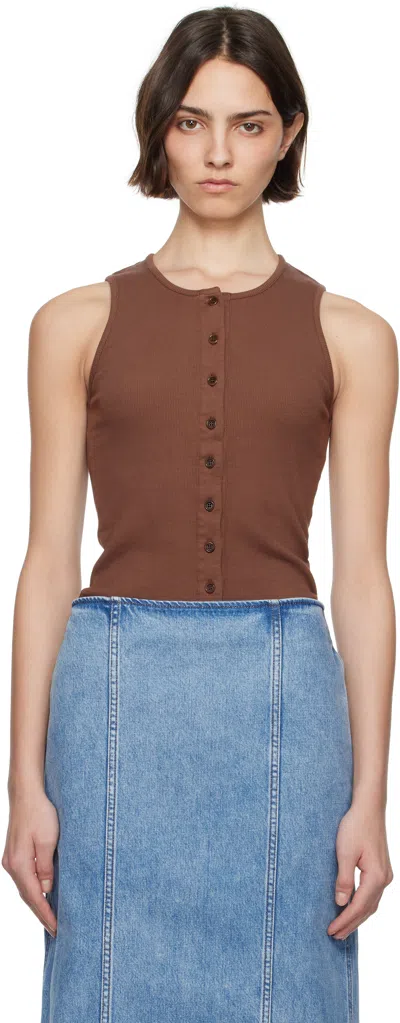 JW ANDERSON BROWN BUTTONED TANK TOP