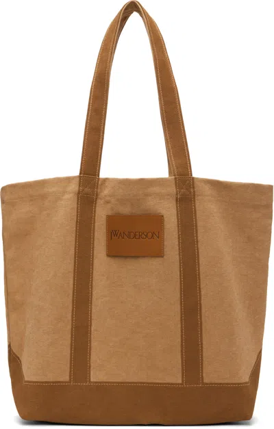Jw Anderson Brown Canvas Digital Print Tote In 619 Tobacco
